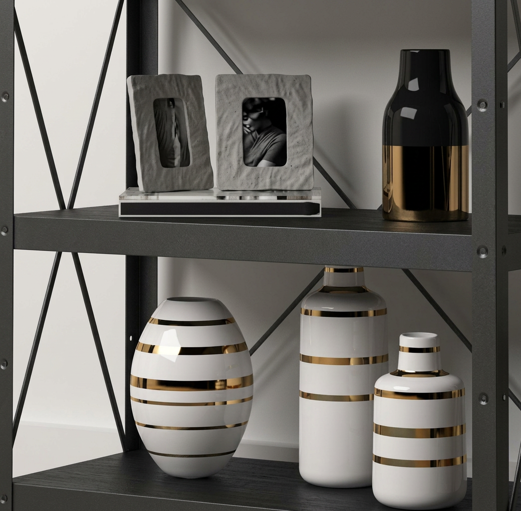 Sina dark metal shelving